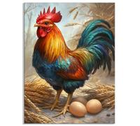 Diamond Painting Adultos Gallo Diamond Painting Dibujos Animados Pintar con Diamantes, 5D Round Full Drill Cristal Rhinestones Art Kit, Pintura de Diamantes, Arts para Decoración Hogar 60x80cm Y8-680