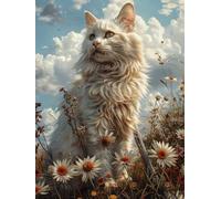 Diamond Painting Adultos Gato Cuadro Diamantes Flor, 5D Diamond Art para Principiantes, DIY Completo Strass Bordado de Punto de Cruz Manualidades Painting para Decoración De Pared 20x30cm -KF2506Q9