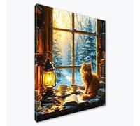 Diamond Painting Adultos Gato Diamond Painting Kit Completo, Animal Pintura de Diamante Niños, DIY 5D Cristal Bordado Punto de Cruz Manualidades para Decoracion Hogar, Regalo Mujer 75x100 cm F0-651