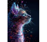 Diamond Painting Adultos Gato DIY 5D Diamond Painting Kit Completo, Cielo estrellado Punto de Cruz Diamante Manualidades, Pintura de Diamante Pintura por Numeros para Decoración Hogar 50x70cm FG-682