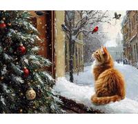Diamond Painting Adultos Gato Pintura de Diamante Árbol de Navidad, DIY Diamond Painting Punto de Cruz Manualidades Adultos, Strass Bordado Mosaico Puzzle Art para Decoración Hogar 50x40cm E0-1225