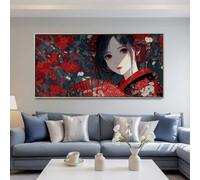 Diamond Painting Adultos Grande Tamaño, Kits de Cuadro Diamantes Mujer Japonesa 5D DIY Diamond Painting Flores Pintura Diamante Punto de Cruz Artes Manualidades para Adultos 120x50 cm -LR651