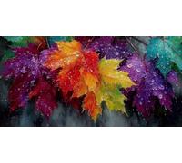 Diamond Painting Adultos Hoja Cuadro Diamantes Paisaje, 5D Diamond Art para Principiantes, DIY Completo Strass Bordado de Punto de Cruz Manualidades Painting para Decoración 200x100 cm - KF01612