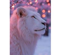 Diamond Painting Adultos León 5D Pintura de Diamante White Diamond Art Kit Completo, Manualidades Niños 10 Años, Punto de Cruz Diamante, Lienzos Cuadros Decoracion Hogar Gifts for Women 30x40cm LH-877