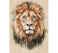 Diamond Painting Adultos León DIY 5D Diamond Painting Kit Completo, Retro Punto de Cruz Diamante Manualidades, Pintura Diamante Pintura por Numeros Principiantes para Decoración Hogar 30x40cm FG-793