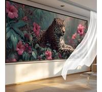 Diamond Painting Adultos Leopardo Pintura de Diamante Paisaje Tropical Punto de Cruz Kits, 5D Dibujos con Diamantes Kit Completo DIY Cuadros Pintar por Numeros, Decoracion Pared Hogar 100 x 40 cm qL91