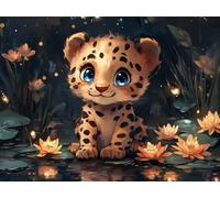 Diamond Painting Adultos Leopardo Pintura Diamante, Lindo Diamond Painting Kit Completo Bricolaje Manualidades Adultos Pintura de Diamante para Decoración de Hogar, Regalos Mujeres 30x20cm, Model 907