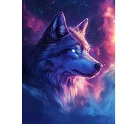 Diamond Painting Adultos Lobo Diamond Art Fantasía Dibujos con Diamantes Kit para Adultos, 5D DIY Punto de Cruz Bordado Diamante Arte Manualidades Kit para Decoración Hogar, Regalo 70x90cm, Model 699