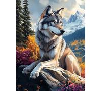 Diamond Painting Adultos Lobo, Diamond Painting Niños Paisaje, 5D Cuadros en Punto de Cruz Kit Manualidades Adultos, DIY Pintura Diamante Cuadros de Diamantes Para Hacer Decor Hogar 35x45cm C3-745