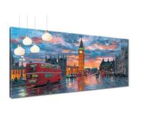 Diamond Painting Adultos Londres, Cuadros Diamantes 5D Ciudad Kit de Punto de Cruz para Manualidades Adultos, Kits Diamond Art Principiantes, Pintura Diamante Niños Decoracion Hogar 40x80 cm T3-489