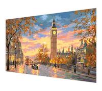 Diamond Painting Adultos Londres Diamond Painting Otoño Taladro Completo Dibujos Círculo Diamantes, Pintura de Diamantes Manualidades Adultos Kit, Mujer Regalo Decoración de Pared 40x80cm K#-889