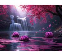 Diamond Painting Adultos Loto Pintura de Diamante Cascada, 5D DIY Diamond Painting Punto de Cruz Manualidades Adultos, Strass Bordado Puzzle Art para Decoración Hogar, Regalo Mujer 60x45cm E0-741