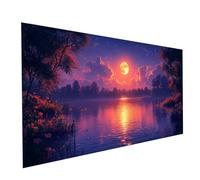 Diamond Painting Adultos Luna Diamantes Pintar por Numeros Vista del lago, Diamond Painting Manualidades Adultos Kit Bordado Punto de Cruz, Dibujos con Diamantes Decoracion Hogar 80x40cm Model-11475