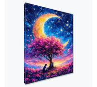 Diamond Painting Adultos Luna Diamond Painting Kit Completo, Árbol Pintura de Diamante Niños, DIY 5D Cristal Bordado Punto de Cruz Manualidades para Decoracion Hogar, Regalo Mujer 40x50 cm F0-642