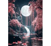 Diamond Painting Adultos Luna DIY 5D Diamond Painting Kit Completo, Caer Punto de Cruz Diamante Manualidades, Pintura de Diamante Pintura por Numeros Principiantes para Decoración Hogar 40x60cm FG-130