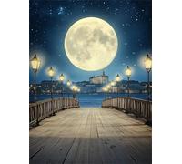 Diamond Painting Adultos Luna DIY 5D Diamond Painting Kit Completo, Ciudad Punto de Cruz Diamante Manualidades, Pintura Diamante Pintura por Numeros Principiantes para Decoración Hogar 20x30cm FG-163