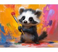 Diamond Painting Adultos Mapache, Diamond Painting Animal, DIY Punto de Cruz Kit Completo Niños, 5D Cuadro Diamantes Pintura de Diamante, Dibujos con Diamantes para Decoracion Hogar 70x90cm 0h-997