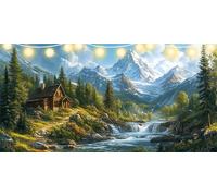 Diamond Painting Adultos Montaña nevada Diamond Painting Grande 40x80cm Río Dibujos con Diamantes, Cristal de Estrás Pintura por Números Manualidades Kit Pintura Diamante para Decoración Hogar FD-3393