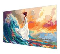 Diamond Painting Adultos Mujer Diamond Painting Ondas Taladro Completo Dibujos Círculo Diamantes, Pintura de Diamantes Manualidades Adultos Kit, Mujer Regalo Decoración de Pared 80x160cm K#-488