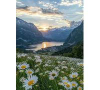 Diamond Painting Adultos Naturaleza DIY 5D Diamond Painting Kit Completo, Mar de flores Punto de Cruz Diamante Manualidades, Pintura de Diamante Principiantes para Decoración Hogar 40x50cm FG-711