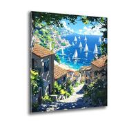 Diamond Painting Adultos niños, Lago Velero Diamond Painting Kit, Diamantes para Manualidades Kit, Completo Bricolaje Punto de Cruz Art, Cuadros Decoracion Salon Modernos, Regalo 35x45 cm J-193