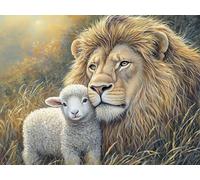 Diamond Painting Adultos Oveja Diamond Painting León 90x120cm, DIY Kit Manualidades Niños Pintura Diamante, 5D Cuadrado Creart Punto de Cruz para Decoración Pared Hogar, Gifts for Women, Model202
