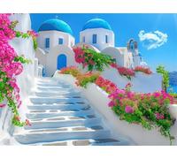 Diamond Painting Adultos Paisaje 20x30cm DIY pintura de diamante Kit Completo, 5D Diamond Art Santorini Pintura Diamante Punto de Cruz Manualidades para Decoracion Hogar y Aliviar Regalo Mujer L-732