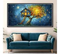 Diamond Painting Adultos Paisaje Pintura Diamante, Árbol Diamond Painting 5D Completo, DIY Cuadrado Bordado Punto de Cruz Cuadros de Diamantes Kit para Decoracion Hogar, Regalo Mujer 100x50cm 0J-942