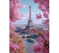 Diamond Painting Adultos París 5D Pintura de Diamante flores de cerezo Diamond Art Kit Completo, Manualidades Niños 10 Años, Punto de Cruz Diamante, Lienzos Cuadros Decoracion Hogar 30x40cm LH-776