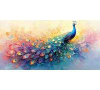 Diamond Painting Adultos Pavo Real Cuadro Diamantes Animal, 5D Diamond Art para Principiantes, DIY Completo Strass Bordado de Punto de Cruz Manualidades Painting para Decoración 160x80 cm - KF01154