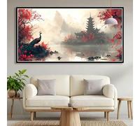 Diamond Painting Adultos Pavo Real Diamond Painting Grande 50x100cm, 5D Flor Pintura Diamante Manualidades Adultos, DIY Cristal Puzzle Bordado Punto de Cruz Kit Completo para Decoracion Hogar B0-790