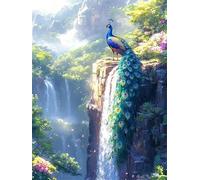 Diamond Painting Adultos Pavo real DIY 5D Diamond Painting Kit Completo, Caer Punto de Cruz Diamante Manualidades, Pintura de Diamante Pintura por Numeros Principiantes Decoración Hogar 40x60cm FG-240