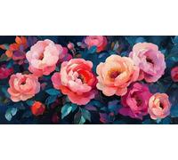 Diamond Painting Adultos Peonía rosa, 5D Diamond Painting Niños Kit Completo, Dibujos Con Diamantes Arte Punto de Cruz 60x80cm, Bella Mujer DIY Art Kits Adulto Principiante, Decoración Del Hogar H554