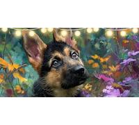 Diamond Painting Adultos Perro Diamond Painting Grande 40x80cm Flor Dibujos con Diamantes, Cristal de Estrás Pintura por Números Manualidades Kit Pintura Diamante para Decoración Habitación FD-2953