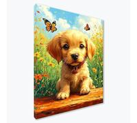 Diamond Painting Adultos Perro Diamond Painting Kit Completo, Animal Pintura de Diamante Niños, DIY 5D Cristal Bordado Punto de Cruz Manualidades para Decoracion Hogar, Regalo Mujer 70x90 cm F0-338
