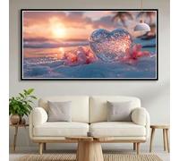 Diamond Painting Adultos Playa Diamond Painting Grande 70x140cm, 5D Amar Pintura Diamante Manualidades Adultos, DIY Cristal Puzzle Bordado Punto de Cruz Kit Completo para Decoracion Hogar B0-566