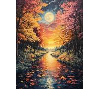Diamond Painting Adultos Río Diamond Art Bosque Dibujos con Diamantes Kit para Adultos, 5D DIY Punto de Cruz Bordado Diamante Arte Manualidades Kit para Decoración Hogar, Regalo 45x60cm, Model 149