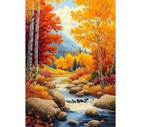 Diamond Painting Adultos Río Pintura de Diamantes Bosque Diamond Art Cuadros Diamantes, DIY Punto de Cruz Dibujos con Diamantes Manualidades Adultos para Niños Decoracion Pared Hogar 80x100 cm X4-748