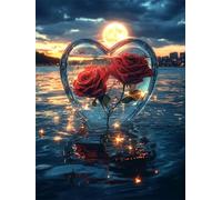 Diamond Painting Adultos Rosa 40x50cm DIY pintura de diamante Kit Completo, 5D Diamond Art Atardecer Pintura Diamante Punto de Cruz Manualidades para Decoracion Hogar y Aliviar Regalo Mujer L-415