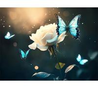 Diamond Painting Adultos Rosa DIY 5D Diamond Painting Kit Completo, Mariposa Punto de Cruz Diamante Manualidades, Pintura de Diamante Pintura por Numeros para Decoración Regalo Mujer 80x100cm FG-1257