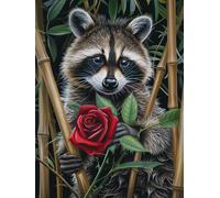 Diamond Painting Adultos Rosa, Square Drill Pintura de Diamante Mapache Manualidades Ninos 10 Anos, DIY Diamond Painting Kit Completo, Puzzle Pintura para Decoracion de Pared Del Hogar 40x60cm FC-441