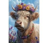 Diamond Painting Adultos Vaca Pintura de Diamantes Flor Diamond Art Cuadros Diamantes, DIY Punto de Cruz Dibujos con Diamantes Manualidades Adultos para Niños Decoracion Pared Hogar 60x80 cm X4-1154