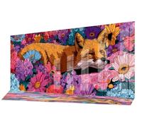 Diamond Painting Adultos Zorro Pintura de Diamante Flores Punto de Cruz Kits, 5D Dibujos con Diamantes Kit Completo DIY Puzzle Cuadros Pintar por Numeros Adultos, Decoracion Pared 100 x 40 cm qL985