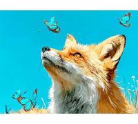 Diamond Painting Adultos Zorros Pintura Diamante Mariposa Diamond Painting Niños DIY 5D Redondo Cristal Bordado Punto de Cruz Art, Manualidades Adultos para Decoracion Pared Regalo 40x30 cm F0-694