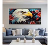 Diamond Painting Águila 120x60cm, 5D Flores Pintura de Diamante para Manualidades Adultos, DIY Diamond Painting Kit Completo, Dibujos con Diamantes Arte para Decoración de Pared del Hogar -LR832