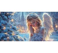 Diamond Painting Ángel 5D Dibujos Con Diamantes, DIY Diamond Painting Adultos Invierno Pintura de Diamante Kit Manualidades NiñOs Cristal Regalo for Para DecoracióN de Pared del Hogar 25x50cm CJ0P-957