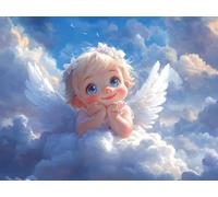 Diamond Painting Ángel Diamond Painting Kit Completo, 5D Niño Pintura de Diamantes Kit para Adultos, DIY Punto de Cruz Cuadro Diamantes Manualidades Adultos, para Decoración del Hogar 60x80cm H-3044