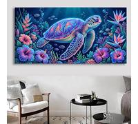 Diamond Painting Animal Diamond Painting Adultos XXL tortuga marina, DIY Pintura de Diamante Kit Manualidades Adultos, 5D Cristal Art Creart Pintura Diamante para Decoración Pared Hogar 30x60cm,Cod-49