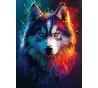 Diamond Painting Animal Dibujos Con Diamantes, DIY Pintura De Diamantes Para Adultos, Lobo Diamond Painting Kit Completo Cristal Mosaico Manualidades Para Decoración Pared Hogar 90x120cm - 1F813