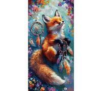 Diamond Painting, Animal zorro Pintura Diamante Kit Manualidades Adultos, 5D Diamond Painting Adultos Dibujos DIY Diamantes para la Decor de la Pared del Hogar, Regalos para Mujer 50x100cm U-227